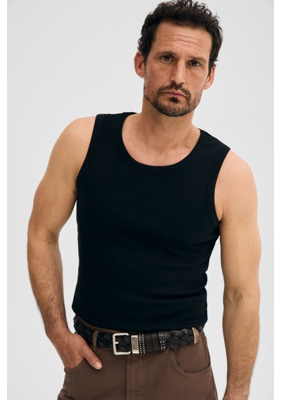 Grimelange Trevıso Erkek Yumuşak Ve Esnek Kumaşlı Organik Pamuklu Slim Fit Siyah Atlet