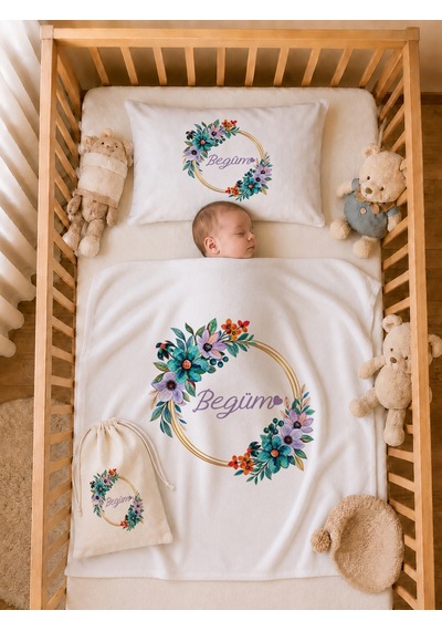 Pia Baby İsme Özel Kız Bebek %100 Pamuk Hastane Çıkışı Tulum Şapka Eldiven Kıyafet Keseli Hediye Seti 1026tybk3x Krem