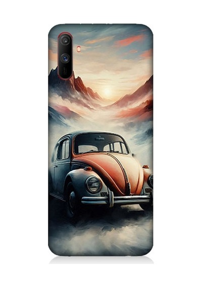 Realme C3 Uyumlu Dağlar Arasında Vosvos Desenli Silikon Kılıf Çok Renkli