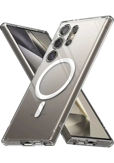 Newface Samsung Galaxy S24 Ultra Kılıf Magneticsafe Şeffaf Silikon - Şeffaf