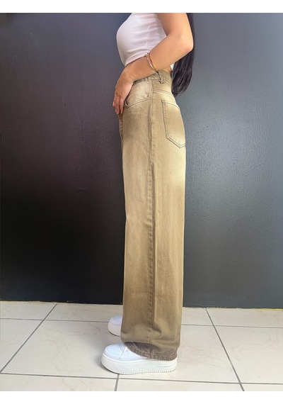 St.poll Vintage Eskitme Yıkama Unisex Baggy Jean Pantolon Vintage Vizon