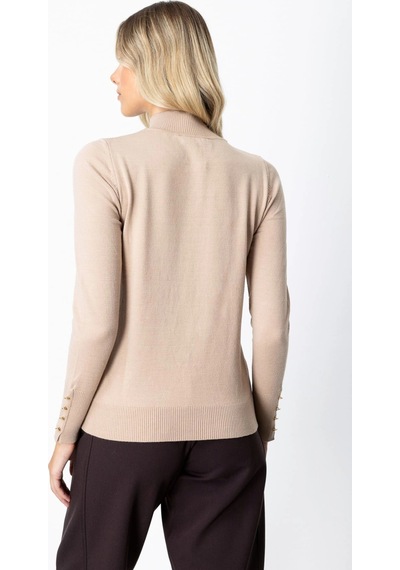 On Fashion Kadın Dik Yaka Basic Bej Kazak 63514 Bej