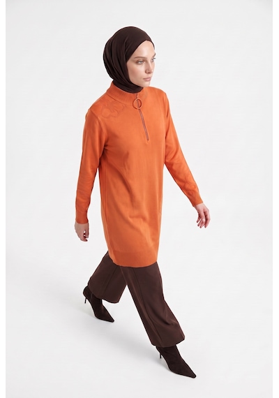 Armine Çiçek Desenli Triko Tunik 25ktd4111 Şeftali Pembe