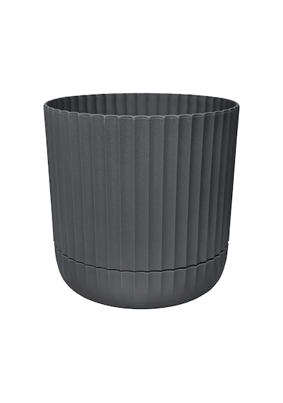 Sütun Saksı Kendinden Tabaklı Drenajlı Plastik Çiçek Saksısı 1 Adet, Antrasit, 7.2 Litre