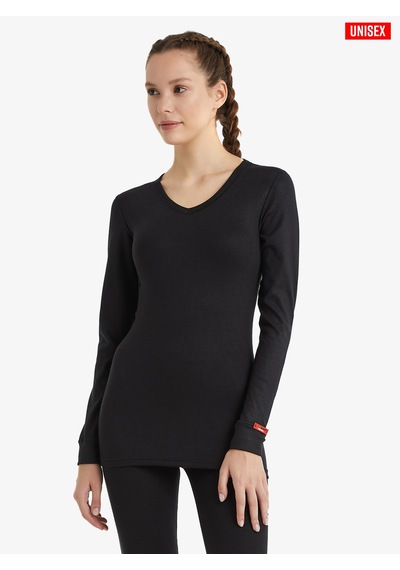 Blackspade Termal V-neck T-shirt Long 1257 Siyah