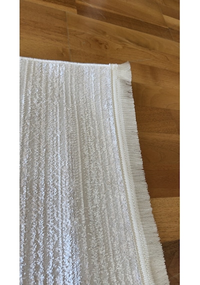 Elvey Home Krem Gri Saten İnce Sık Dokuma Parlak Yüzey Kaymaz Salon Koridor Halısı Kdfelvmakhal Krem Gri