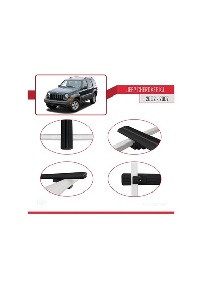 Jeep Cherokee Kj 2002-2007 Arası İle Uyumlu Basic Model Ara Atkı Tavan Barı Siyah 3 Adet