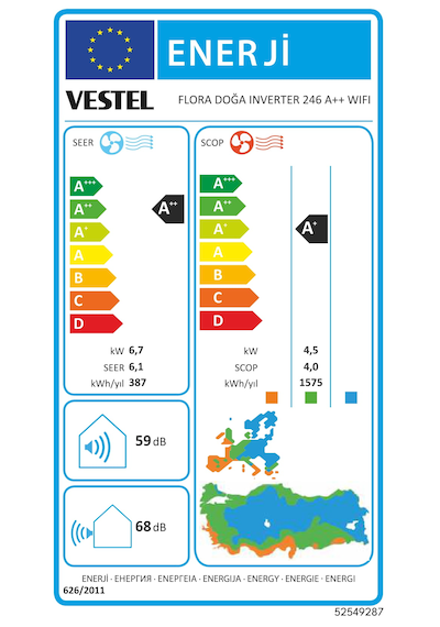 Vestel Flora Doğa Inverter 246 A++ 24000 BTU WIFI Duvar Tipi Klima