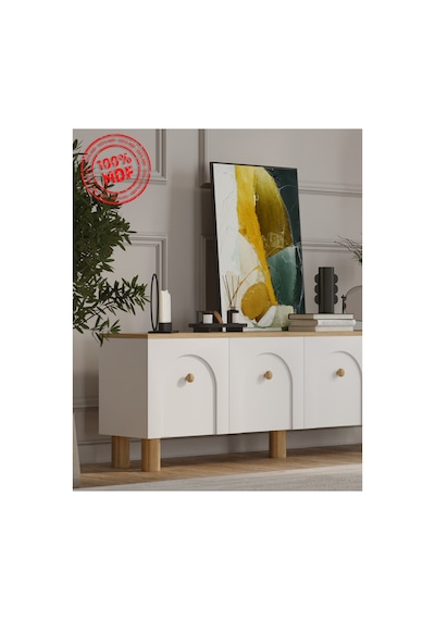 Tamamı Mdf Luna Tv Ünitesi 180 Cm Safir Meşe Kahverengi