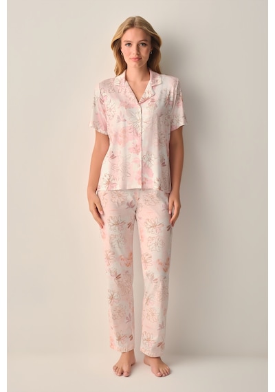 Suwen Lula Gömlek Yaka Pijama Takımı Sh26617660b334 Pembe