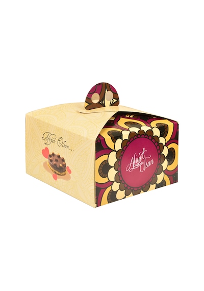 Miyo Ambalaj Yaş Pasta Kutusu Saplı Krome 1 Numara 100'lü 21 x 21 x 13 CM