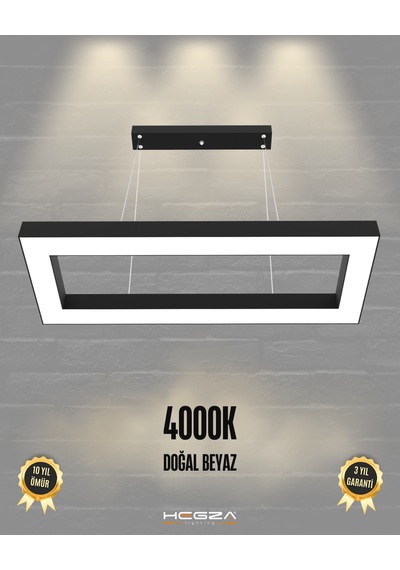 Mesita Siyah Kasa, Doğal Beyaz Işık Modern Sarkıt Led Avize Siyah
