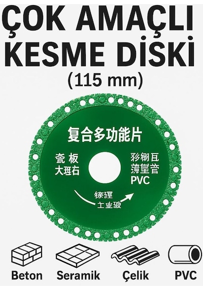 Merttools 115 Mm Çok Amaçlı Kesme Diski Seramik Fayans Mermer Pvc İnce Metal Kesim Pürüzsüz Kesim