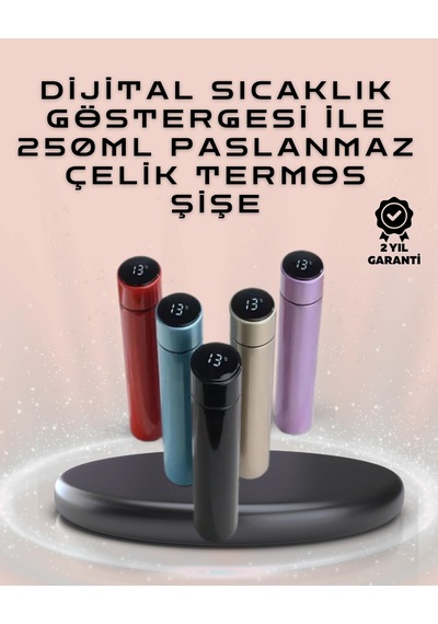 250ml Led Ekranlı Paslanmaz Çelik Akıllı Termos Renkli