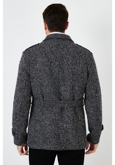 Buratti Slim Fit Cepli Pamuklu Kaşe Erkek Kaban 5841015 Siyah Noktalı