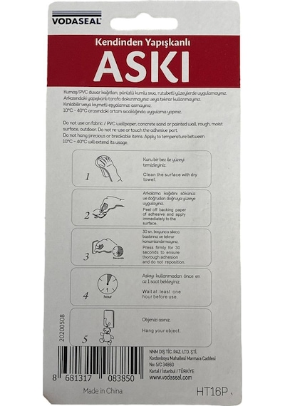 Kendinden Yapışkanlı Kare Krom 2li Askı Vodaseal Krom