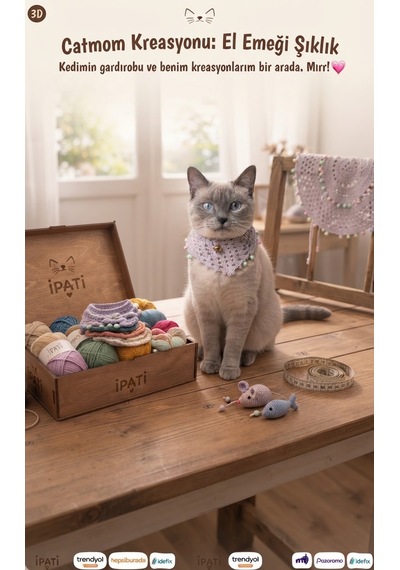 El Emeği Anne Ve Kedi Seti Açık Lila