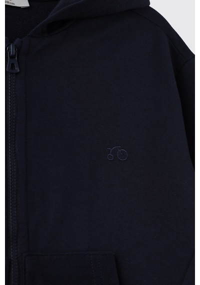 Panço Erkek Çocuk Kapüşonlu Fermuarlı Lacivert Sweatshirt