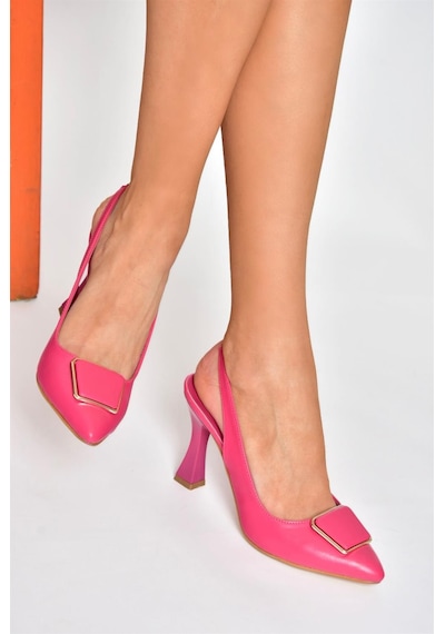 Fox Shoes P250148209 Fuşya Tokalı Kalın Topuklu Kadın Ayakkabı Fuşya