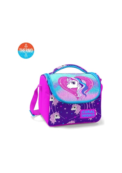 Coral High Kids Mor Pembe Unicorn Desenli Simli Thermo Beslenme Çantası 11856