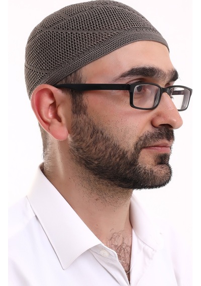 Dantel Pamuklu Triko Makine Örme Takke Açık Kahve