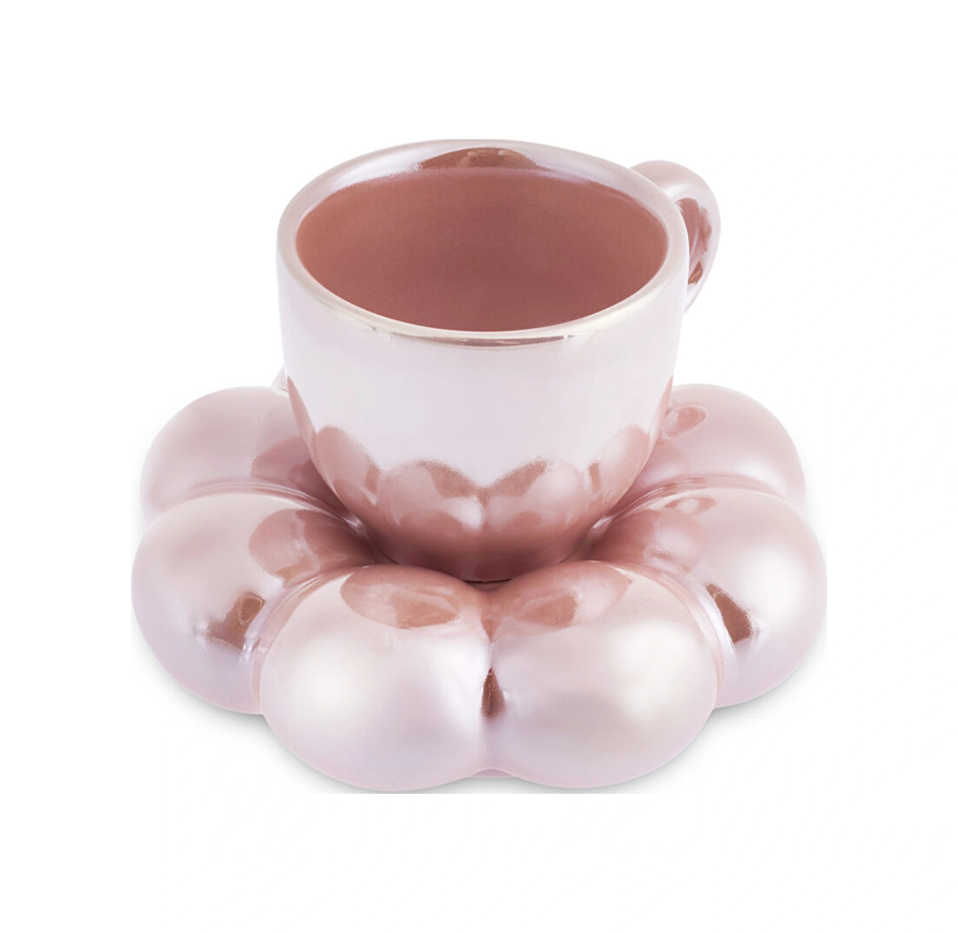 Karaca Bubble Pembe Lüsterli 2 Kişilik Kahve Fincanı 90 Ml Pembe