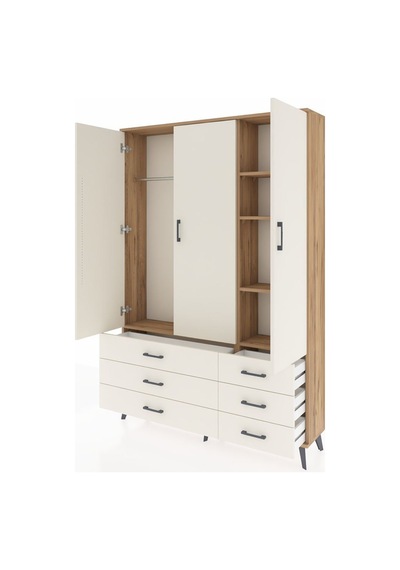 Arges Dolap 5 Raflı 6 Çekmeceli Tek Askılı 132x30x195 Çam-aytaşı/aytaşı Aytası/aytası Arges Dolap 5 Raflı 6 Çekmeceli Tek Askılı 132x30x195 Çam-aytaşı/aytaşı Aytası/aytası