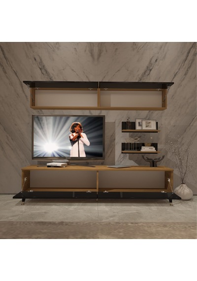Decoraktiv Eko 5 Mdf Std Gold Tv Ünitesi Tv Sehpası Pera - Siyah