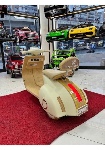 Oyuncak Sepetim Vespa Akülü Motorsiklet 3-10yaş Bej