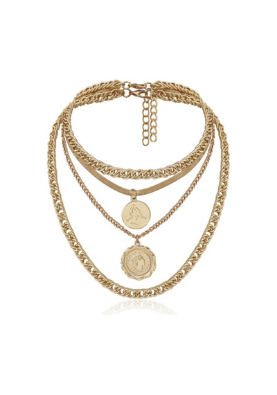 Girift Vintage Allure Boho Vintage Kalın Zincirli Sikke Kolye Gold