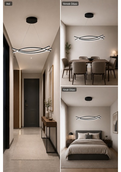 AvizeGO Tavis Led Sarkıt Avize Beyaz Işık Siyah