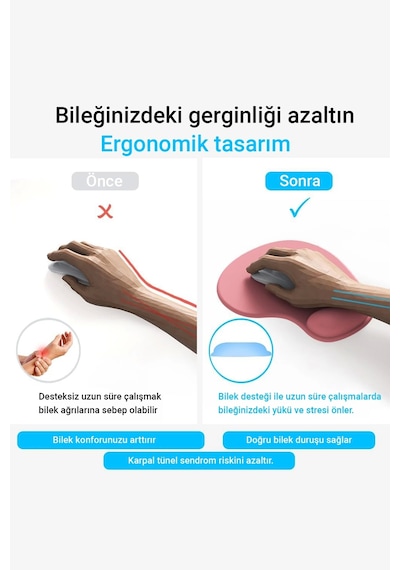 Sonictouch Bilek Destekli Lacivert Damla Tipi Pürüzsüz Yüzey Dikişsiz Gamer Oyuncu Mouse Pad 20x22cm Mousepad