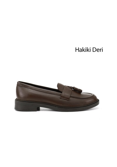 Gönderi(R) Gönderi R Kadın Kahve Antik Hakiki Deri Püsküllü Loafer Ayakkabı Gdza13424273 Kahve