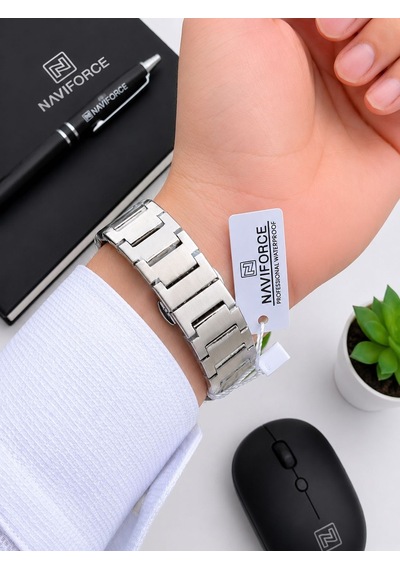 Naviforce Çelik Kordon Kronometreli Tasarım 2 Yıl Garantili 3 Atm Dayanıklı Erkek Kol Saati Nf.8048s Gümüş