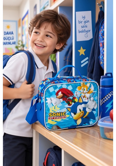 Sonic Beslenme Çantası Çocuk Öğrenci Okul Yemek Çantası Günlük Okul Kullanımı 23x20x10 Cm Çok Renkli