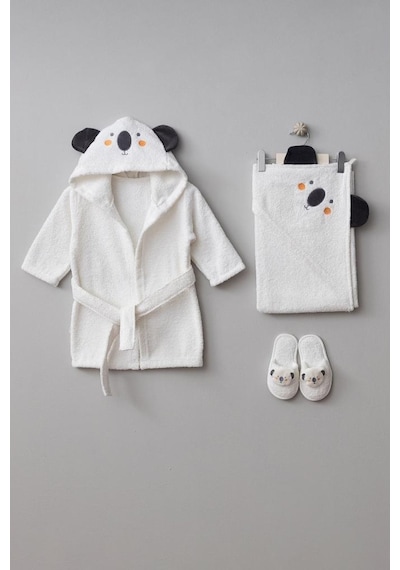 Bebitof %100 Pamuk Koala Desenli Bebek Bornoz Seti Bbtf.byz.30047 0 - 24 Ay
