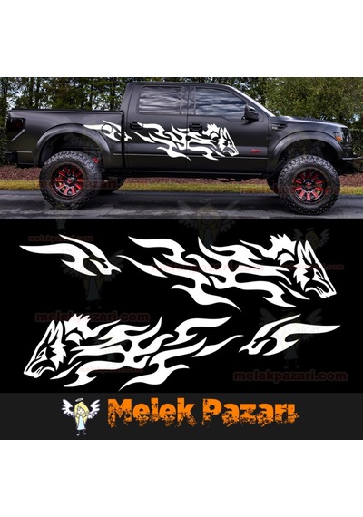 Tribal Kurt Oto Sticker. Sağ Sol Set