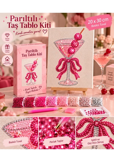 Bedazzling Taşlı Tuval Kiti Küçük Boy Martini 1 Adet