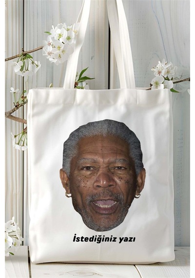 Art Hediye Morgan Freeman Baskılı Bez Çanta Kişiye Özel Model 1 Çok Renkli