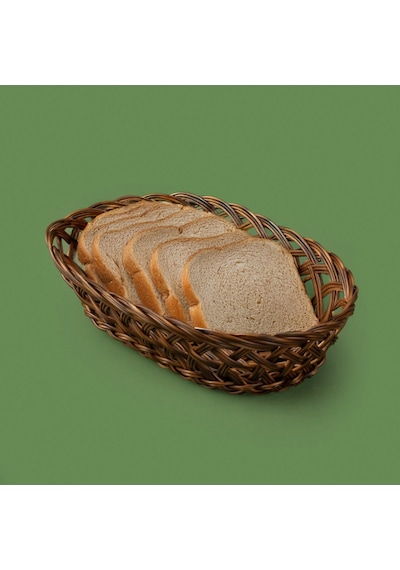 Kosovaa Tekli Oval Yemek Sepeti - Kahverengi - 28x20 Cm Çok Renkli