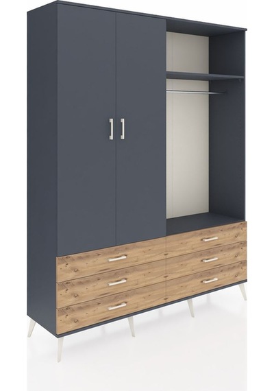 Hyperion Gardrop 4 Raflı 6 Çekmeceli 2 Askılı 176x44x221 Antrasit-antrasit/çam Antrasit/çam Hyperion Gardrop 4 Raflı 6 Çekmeceli 2 Askılı 176x44x221 Antrasit-antrasit/çam Antrasit/çam