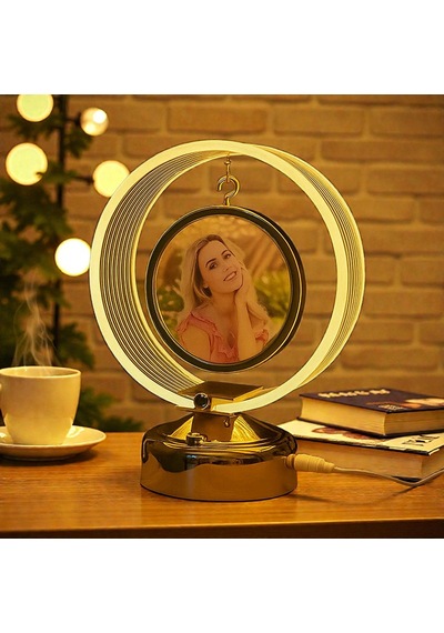Resimli Anı Çemberi Fotoğraflı Ledli Abajur Kişiye Özel Fotoğraf Baskısı Anlamlı Hediye Gold