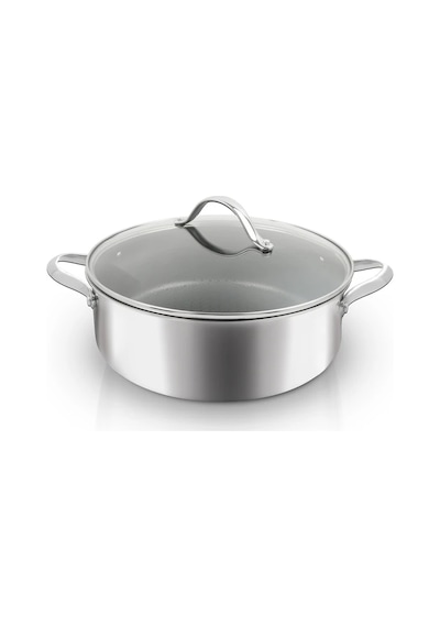 Uniqella Silver Pro Serisi 28cm Karnıyarık Tencere 5.8l Cam Kapaklı Çelik