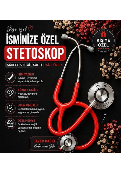 Kişiye Özel Stetoskop Kırmızı