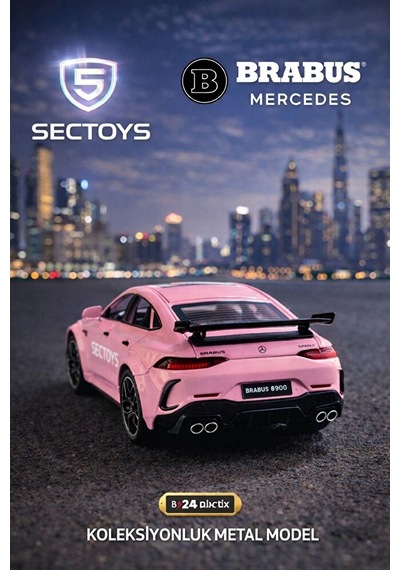 1:24 Brabus Rocket 900 Diecast Model Araba Kapı Bagaj Kaput Açılır Mercedes Amg Gtr Brabus Pembe