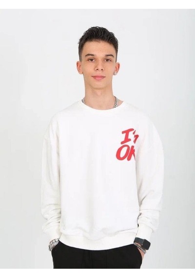Marions Çocuk I'm Ok Yazılı 2 İplik Sweatshirt-15233 Ekru