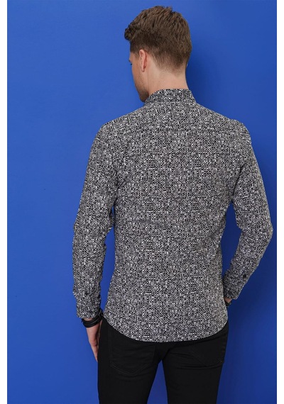 Efor G 1541 Slim Fit Siyah Klasik Gömlek Siyah