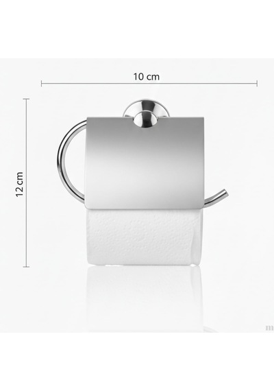 Metal Tuvalet Kağıtlığı Gümüş Renk Kapaklı Wc Kağıt Askısı 10x12 Cm Modern Banyo Aksesuarı Diğer