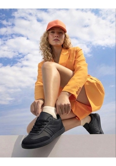 Siyah Ortopedik Günlük Kadın Sneaker Ayakkabı-254 Siyah
