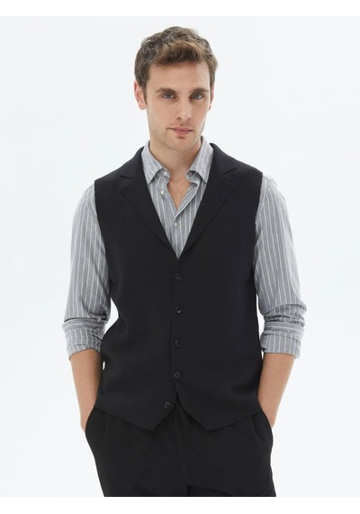 Kip Siyah Regular Fit Casual Örme Triko Yelek Siyah